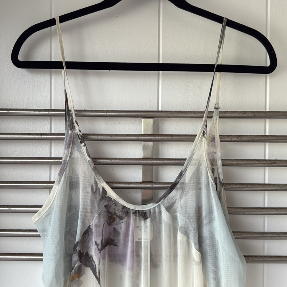 Free People Intimately Sheer Midi Waterfalls Slip Dress Ivory Gray Floral M - Picture 6 of 11